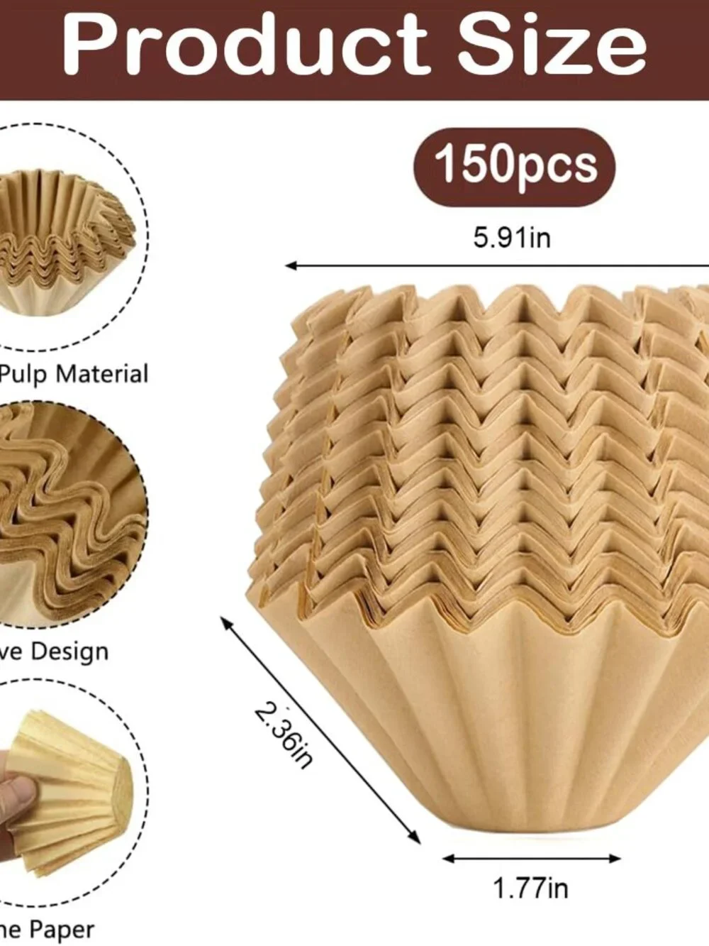 Coffee Filters Compatible with Farberware Coffee Percolator, 150 Pcs Unbleached